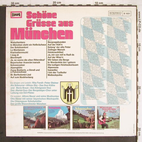 V.A.Schöne Grüsse aus München: Rita Fendt, Peter Steiner...28 Tr., Europa (E 1021), D, 1974 Typ: LP Best.-Nr.: Y9576 Preis: 5,00 Euro
