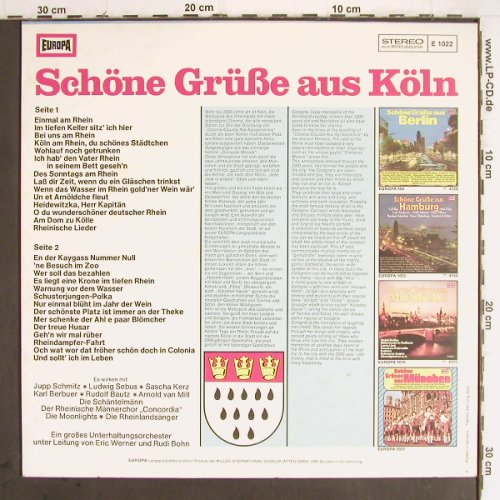V.A.Schöne Grüsse aus Köln: Jupp Schmitz, L.Sebus..Rheinlandsän, Europa (E 1022), D, 1974 Typ: LP Best.-Nr.: Y9578 Preis: 7,50 Euro