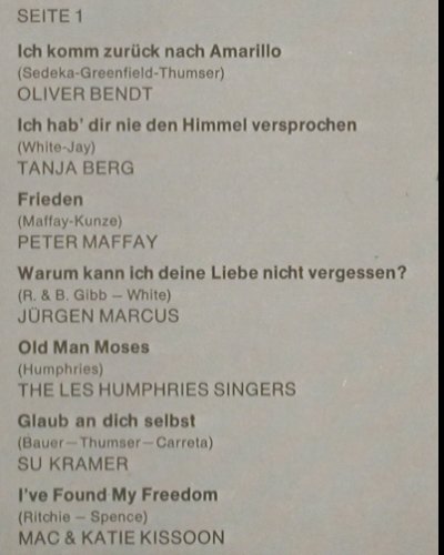 V.A.Spitzenschlager'72: Oliver Bendt... Peter Orloff, Decca Club Sonderauflage (28 308-5), D, m-/vg+, 1972 Typ: LP Best.-Nr.: Y9580 Preis: 5,00 Euro