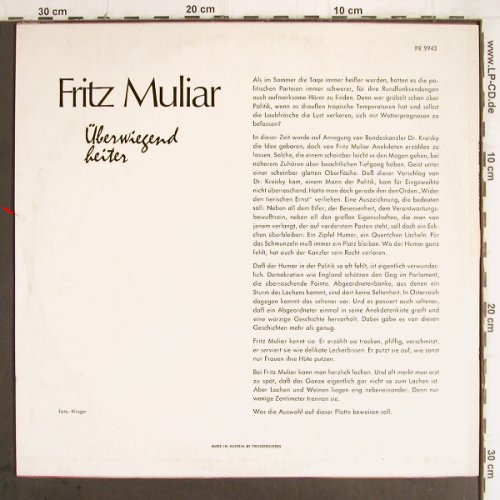 Muliar,Fritz: Überwiegend Heiteres aus aller Welt, Preiser Records(PR 9943), A,  - LP - Y9613 - 6,00 Euro