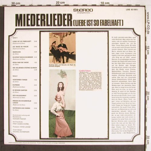 Ofen,Gottfried: Miederlieder,Liebe ist so fabelhaft, Liberty(LBS 83 195 I), D, vg+/vg+,  - LP - Y9635 - 6,00 Euro