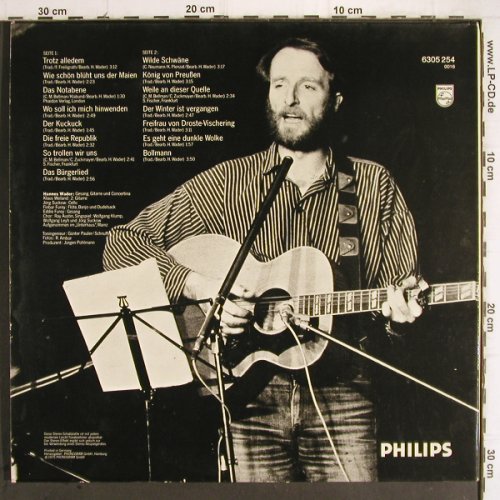 Wader,Hannes: Volkssänger, Foc, + Foto, Philips (6305 254), D, 1975 Typ: LP Best.-Nr.: Y9637 Preis: 6,00 Euro