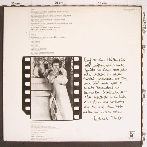 Thilo,Michael: Villon-Balladen u.eigene Lieder v., Der Andere Song (89 047 IU), D, 1975 Typ: LP Best.-Nr.: Y9678 Preis: 5,00 Euro
