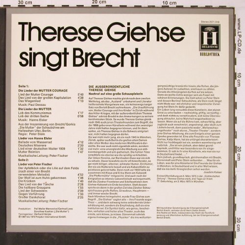 Giehse,Therese: singt Brecht, Heliodor(2571 010), D,  - LP - Y970 - 7,50 Euro