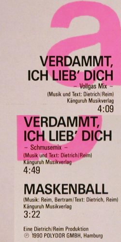 Reim,Matthias: Verdammt Ich Lieb Dich*2+1, Polydor(873 905-1), D, 1990 - 12inch - Y9754 - 3,00 Euro