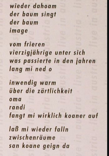 Wecker,Konstantin: Live In Austria, HildiHadlich,Cello, Polydor (835 256-1), D, 1987 Typ: 2LP Best.-Nr.: Y9787 Preis: 7,50 Euro