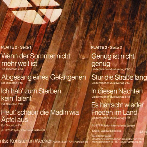 Wecker,Konstantin: Liederbuch,Foc, Polydor (2630 103), D Typ: 2LP Best.-Nr.: Y9925 Preis: 9,00 Euro