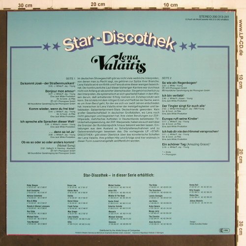 Valaitis,Lena: Star Discothek, Ariola (200 313-241), D, Ri, 1979 Typ: LP Best.-Nr.: Y9948 Preis: 5,00 Euro