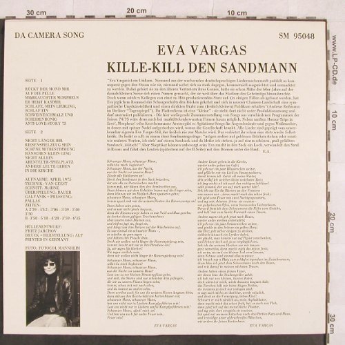 Vargas,Eva: Kille-Kill den Sandman, vg+/m-, Da Camera Magna (SM 95048),  Typ: LP Best.-Nr.: Y9975 Preis: 17,50 Euro
