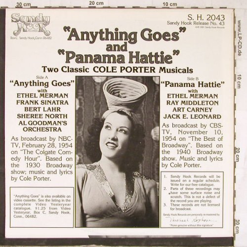 Anything Goes and Panama Hattie: Two Cole Porter Musicals(f.Sinatra), SandyHook(S.H.2043), US, 1981 - LP - E5480 - 7,50 Euro