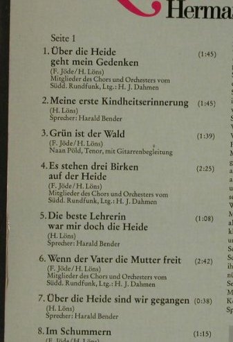Rosmarienheide: Hermann Löns:Der kleine Rosengarten, Intercord(28 544-5 B), D,  - LP - F3840 - 6,00 Euro
