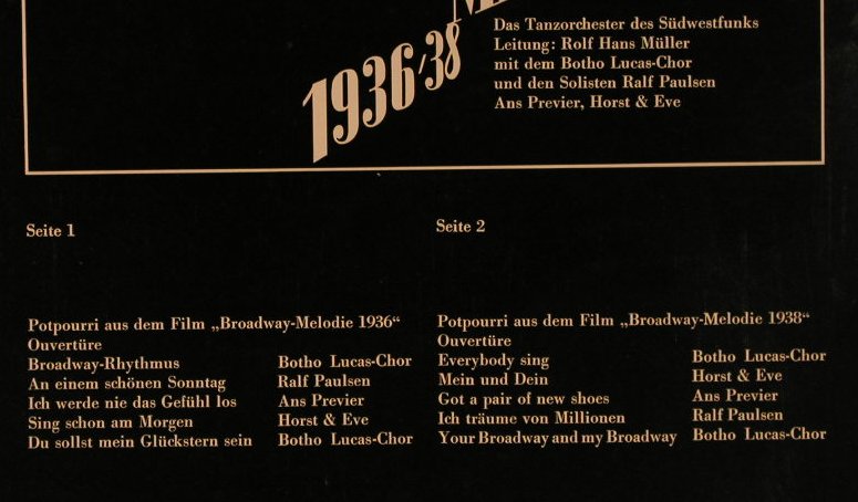 Tanzorchester des Südwestfunks: Broadway Melodien 1936/38, Saba(SB 15 167 ST), D, m-/vg+, 1968 - LP - F5632 - 9,00 Euro