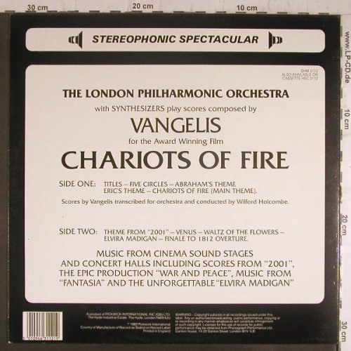 Chariots of Fire: by London Philh.Orch./comp.Vangelis, Hallmark(SHM 3112), UK, Ri, 1982 - LP - F6436 - 5,00 Euro