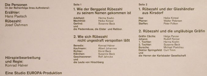 Rübezahl: Eine Sage aus dem Riesen-Gebirge, Europa(E 237), D,  - LP - F6581 - 5,00 Euro