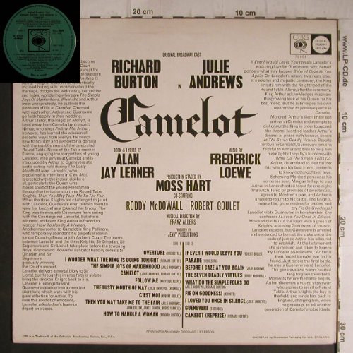 Camelot: Richard Burton,J.Andrews,R.Goulet, CBS(70009), UK, 1960 - LP - F7161 - 9,00 Euro