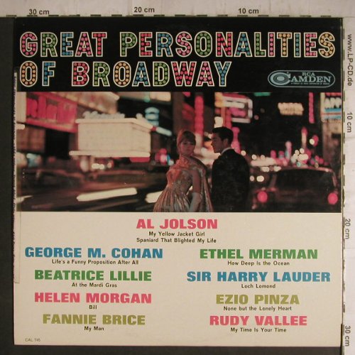 V.A.Great Personalities of Broadway: George M.Cohan...Al Johnson, RCA Camden(CAL-745), US, toc, 1963 - LP - F7167 - 7,50 Euro