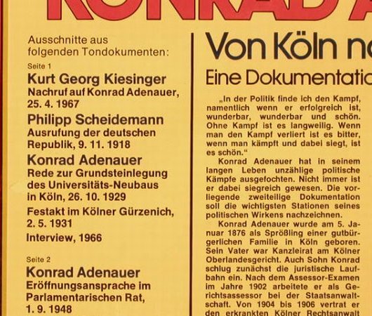 Adenauer,Konrad: Von Köln Nach Bonn, FS-New, Miller(4D 014), D,  - LP - F9162 - 7,50 Euro