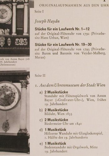 V.A.Musik für Spiel-und Flötenuhren: Haydn,Beethoven,Mozart u.a., Foc, FSM(FSM 53 013), D,  - LP - H1380 - 6,00 Euro