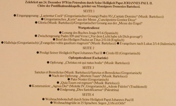 Papst Johannes Paul II: Die Mitternachtsmesse,Weihnachtsbot, Vox Christiana(VCH PP2), D, 1980 - 2LP - H1518 - 9,00 Euro