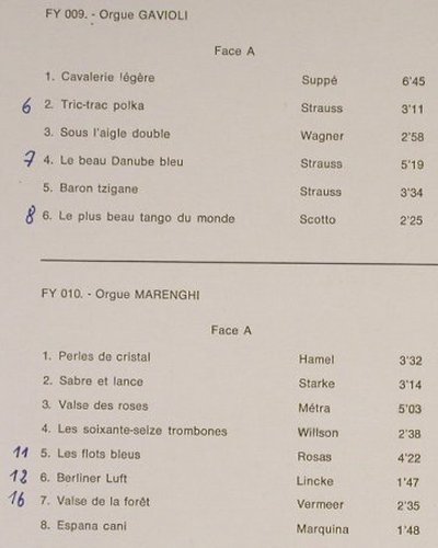 V.A.Orgues Mecaniques: de Bastringue et de Manege, Foc, FY / RCA(FY 009/010), F, woc,  - LP - H2221 - 7,50 Euro