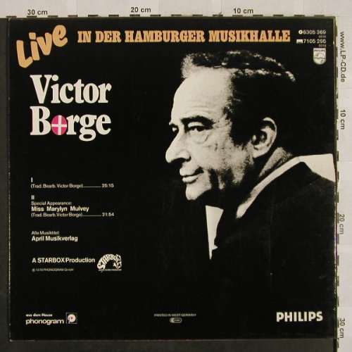 Borge,Victor: Live in der Hamburger Musikhalle, Philips(6305 369), D,m-/vg+, 1978 - LP - H2740 - 6,00 Euro