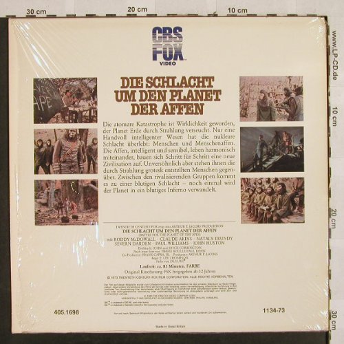 Planet der Affen-Die Schlacht um d.: Bildplatte Laser Vision, CBS-Fox(1134-73), UK, 1983 - Video - H2762 - 7,50 Euro