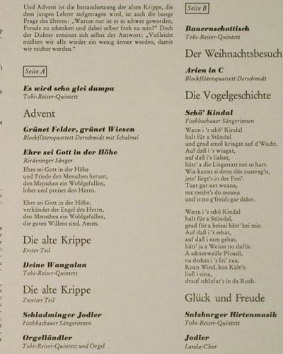 Waggerl,Karl Heinrich: Zur Weihnachtszeit..Tobi Reiser..., Christophorus(SCGLV 75 881), D,  - LP - H4255 - 7,50 Euro