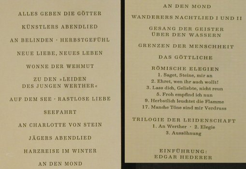 Goethe,J.W.von: Über allen Gipfeln,2Folge,Quadflieg, D.Gr. Literatur(43 030), D, Ri,  - LP - H4582 - 12,50 Euro