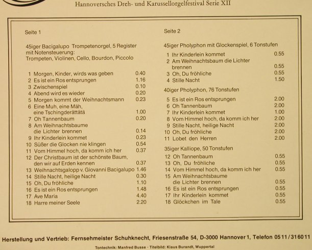 Hannoversches Dreh-und Karussell-: orgelfestival, Serie XII, Foc, FernsehmeisteSchuhknecht(), D,  - LP - H5011 - 7,50 Euro