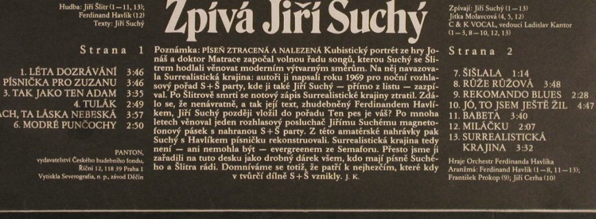 Suchy,Jiri Zpiva: 2 Evergreeny Ze Semaforu, Panton(81 0847 -1), CZ, 1989 - LP - H606 - 5,00 Euro