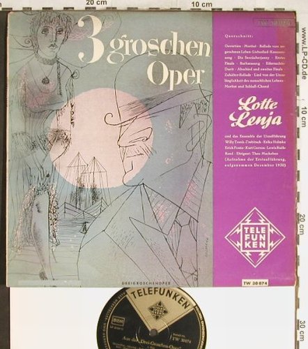Drei Groschen Oper: Querschn.Erstauff.1930,Lotte Lenja, Telefunken(TW 30 074), D,vg+/vg+,  - 10inch - H6170 - 4,00 Euro
