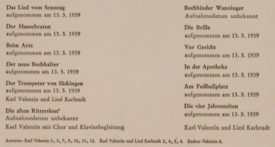 Valentin,Karl: Das Schönste Von Damals, Telefunken(HT-P 508), D,  - LP - H9339 - 7,50 Euro
