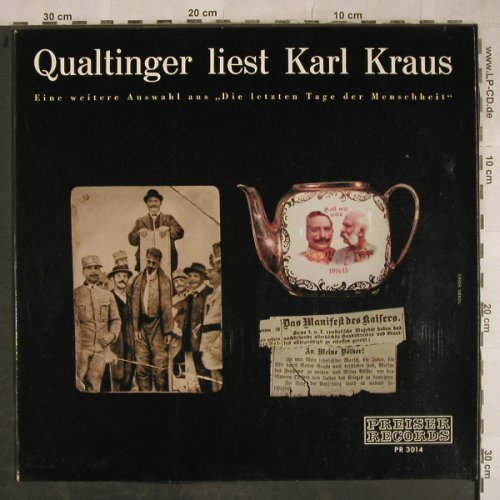 Qualtinger,Helmut: liest Karl Kraus,a.Die letzten Tage, Preiser Records(PR 3014), A,rec.1963,  - LP - H9371 - 12,50 Euro