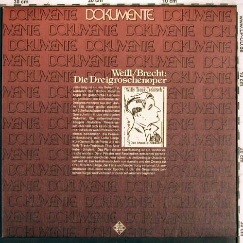 Weill,Kurt / Bertold Brecht: Dreigroschenoper 1930,Auszüge, Telefunken(6.41911 AJ), D,  - LP - V1022 - 6,00 Euro