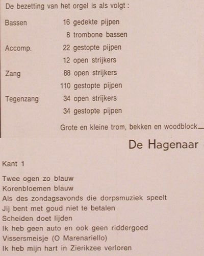 De Hagenaar: Draaiorgel,Eigenaar Boomsma, Boru(101), NL,  - LP - V1120 - 9,00 Euro