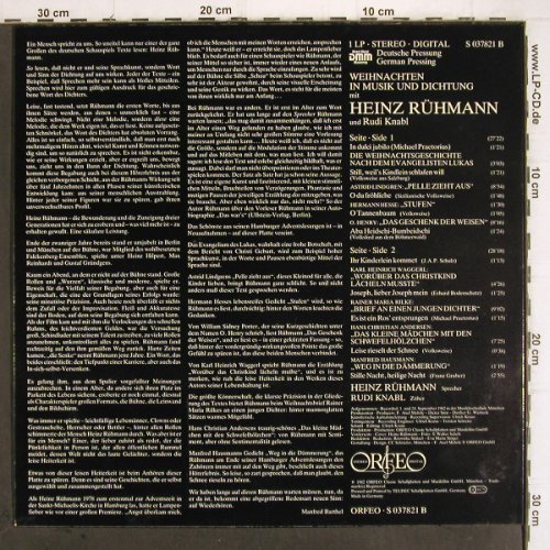 Rühmann,Heinz: Weihnachten mit,in Musik u.Dichtung, Orfeo(S 037821), D, 1982 - LP - V128 - 6,00 Euro