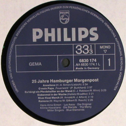 V.A.25 Jahre Hamburger Morgenpost: Booklett 20S.+ V.A.Sampler, Philips (6830 174), D, 1974 Typ: LP Best.-Nr.: V1383 Preis: 7,50 Euro