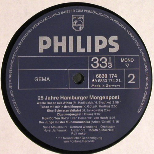 V.A.25 Jahre Hamburger Morgenpost: Booklett 20S.+ V.A.Sampler, Philips (6830 174), D, 1974 Typ: LP Best.-Nr.: V1383 Preis: 7,50 Euro