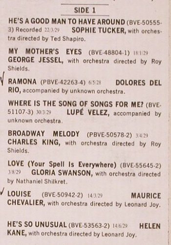 V.A.Stars Of The Silver Screen: Sophie Tucker... Everett Marshall, RCA Victor Vintage (LSA 3074LPV-538), US, 1972 Typ: LP Best.-Nr.: V1455 Preis: 9,00 Euro