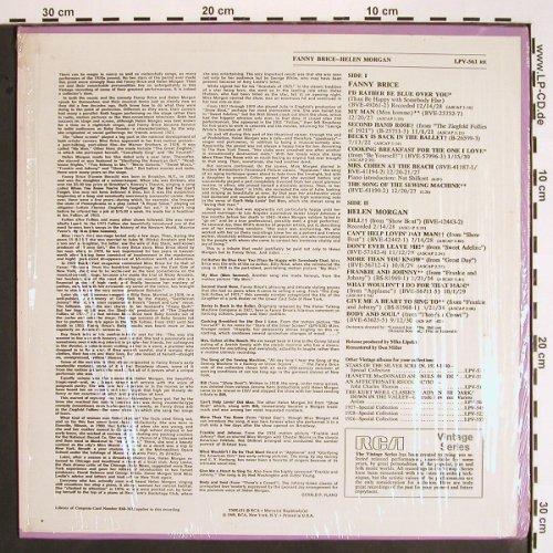 Brice,Fanny / Helen Morgan: Rare Originals by two legendary.., RCA Victor(LPV-561 RE), US, 1969 - LP - V1511 - 9,00 Euro