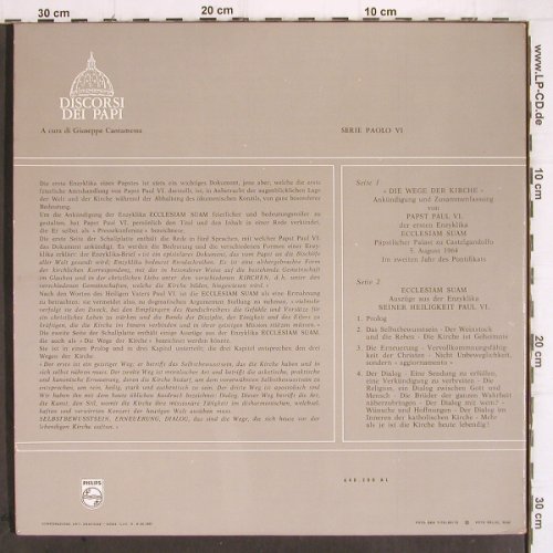 Papst Paul VI.: Ecclesiam Suam-Discorsi Dei Papi, Philips, 12S.Booklet(640.200 AL), I,Mono,Foc, 1964 - LP - V153 - 9,00 Euro