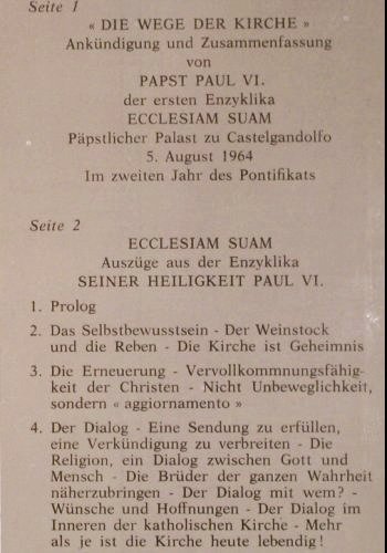 Papst Paul VI.: Ecclesiam Suam-Discorsi Dei Papi, Philips, 12S.Booklet(640.200 AL), I,Mono,Foc, 1964 - LP - V153 - 9,00 Euro