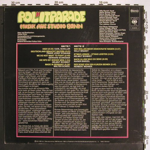 V.A.Pol(H)itparade: Musik aus Studio Bonn, CBS (S 65 473), D, 1972 Typ: LP Best.-Nr.: V1626 Preis: 6,00 Euro