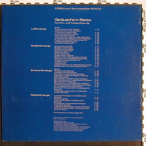 Geräusche In Stereo: Luft -Straße-Schiene-Wasser(70ger), Ariola(85 210 XU), D,  - LP - V1694 - 5,00 Euro