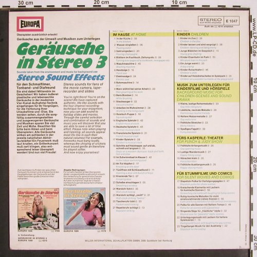 Geräusche in Stereo: 3 - Im Hause Kinder,M.zumUnterlegen, Europa(E 1047), D, m /vg+, 1975 - LP - V1704 - 5,00 Euro