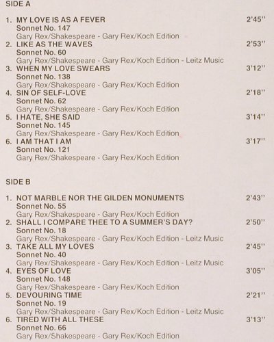 Rex,Rut: Take all my Love-ShakespeareSonnets, Koch+ 3 Autogr.Karten(E 121 747), A, 1985 - LP - V220 - 7,50 Euro