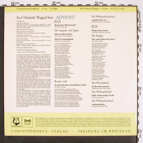 Waggerl,Karl Heinrich: Advend,umrahmt ... Salzburger Land, Christophorus (SCGLV 75 861), D Typ: LP Best.-Nr.: V2335 Preis: 5,00 Euro