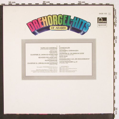 V.A.Drehorgel-Hits - de Arabier: Tulpen a.Amsterdam... Wiener Prater, Fontana Special(6428 105), D, 1974 - LP - V2507 - 7,50 Euro