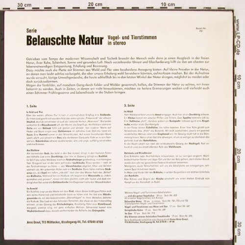 Belauschte Natur: Vogel u.Tierstimmen in Stereo, AGM (731), D Typ: LP Best.-Nr.: V2559 Preis: 7,50 Euro