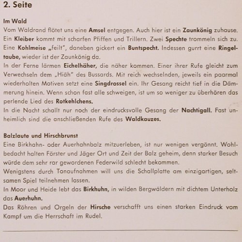 Belauschte Natur: Vogel u.Tierstimmen in Stereo, AGM (731), D Typ: LP Best.-Nr.: V2559 Preis: 7,50 Euro